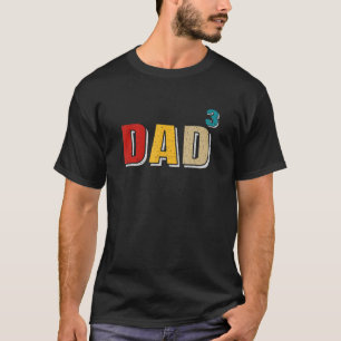 Mannen papa Cubed, papa3, papa van drie Vaderdag T-shirt