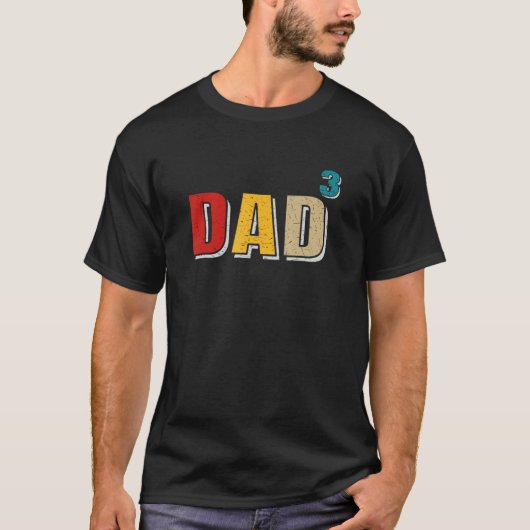 Mannen papa Cubed, papa3, papa van drie Vaderdag T-shirt (Voorkant)