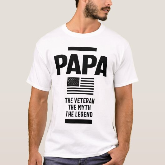 Mannen papa de veteraan de mythe de legende t-shirt (Voorkant)