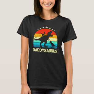 Mannen papa dinosaurus daddysaurus 2 twee Kinder v T-shirt