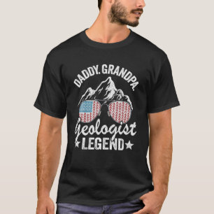 Mannen papa Grandpa Geologist Legend American Flag T-shirt