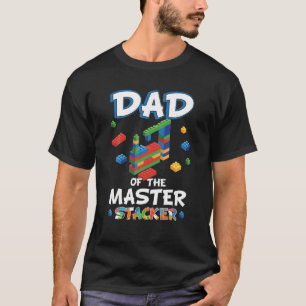 Mannen papa Master Builder Blokgebouw Verjaardag T T-shirt