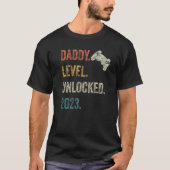 Mannen papa Niveau geopend 2023 Gamer Zwangerschap T-shirt (Voorkant)
