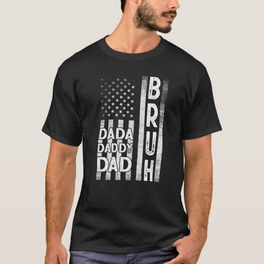 Mannen papa papa pappa bruh Amerikaanse vlag vader T-shirt (Voorkant)