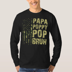 Mannen Papa Poppy Pop Bruh Veteran Verenigde State T-shirt