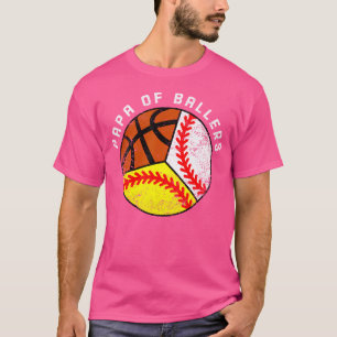 Mannen papa van ballers grappige honkbal softbal b t-shirt