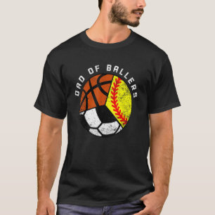 Mannen Papa Van Ballers Softbal Voetbal Basketba T-shirt