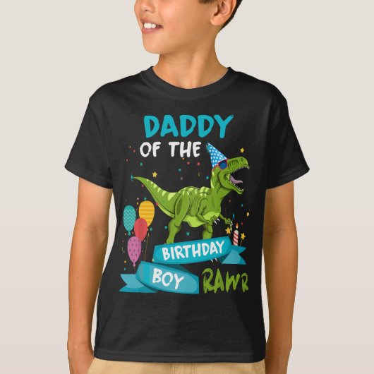 Mannen papa van de Birthday Boy RAWR T-Rex Dinosau T-shirt (Voorkant)