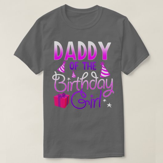 Mannen papa van het Birthday Girl grappig cadeau v T-shirt (Design voorkant)