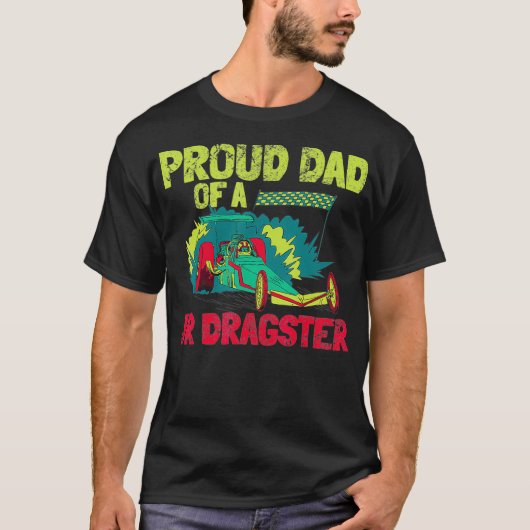 Mannen papa van junior dragster drag race racen t-shirt (Voorkant)