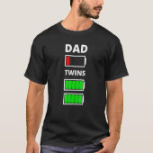 Mannen papa vermoeide lage batterij tweeling volle t-shirt (Voorkant)