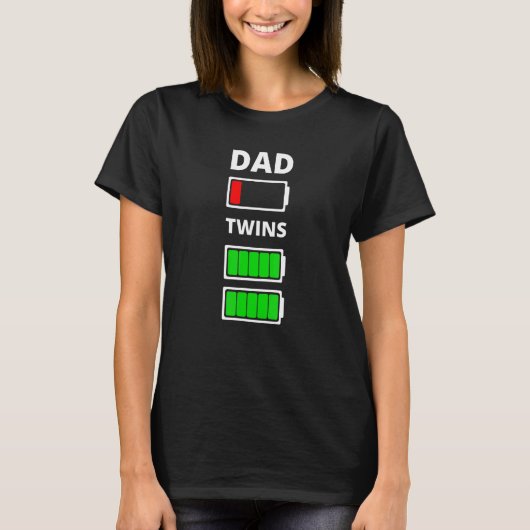 Mannen papa vermoeide lage batterij tweeling volle t-shirt (Voorkant)