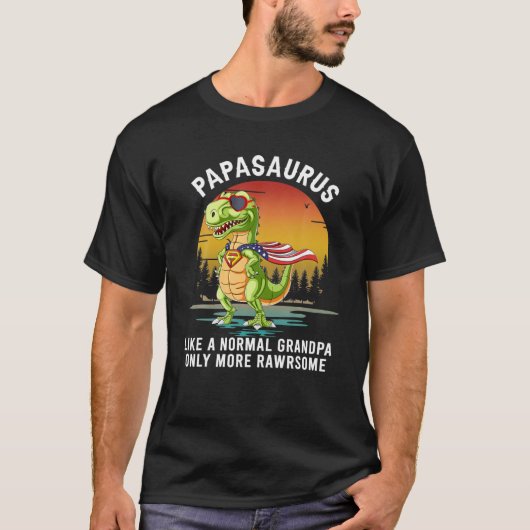 Mannen papasaurus als een normale opa, maar nog me t-shirt (Voorkant)