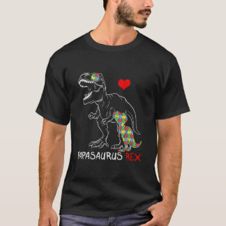 Mannen Papasaurus papa Rex Autism Awareness Proud T-shirt
