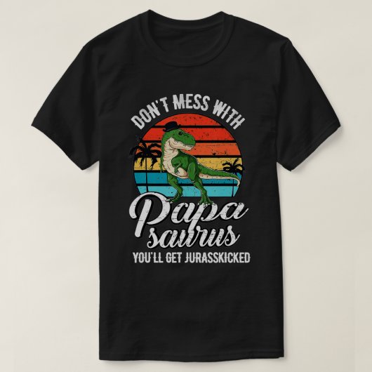 Mannen Papasaurus Rex Dinosaur Papa Papa, T-Rex Fa T-shirt (Design voorkant)