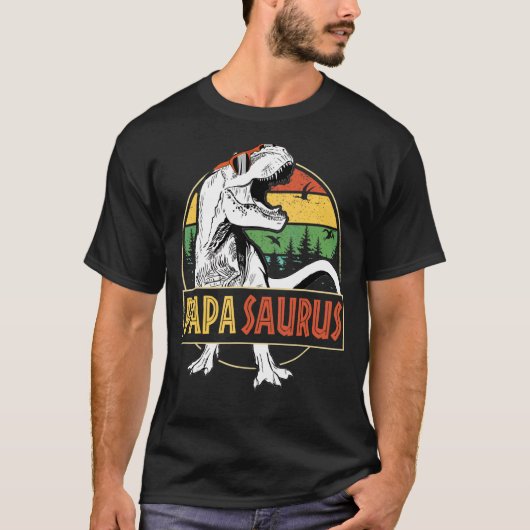Mannen Papasaurus Rex Dinosaur Papa Saurus Fathers T-shirt (Voorkant)