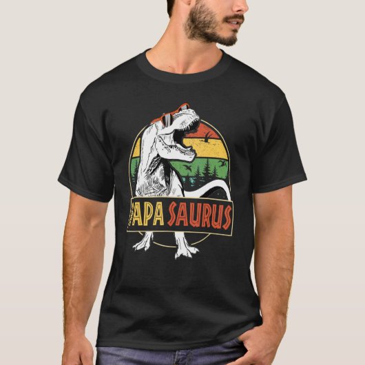 Mannen Papasaurus Rex Dinosaur Papa Saurus Fathers T-shirt (Voorkant)