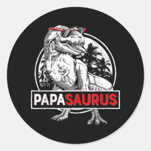 Mannen Papasaurus T Rex Dinosaur Funny Vaderdag Ronde Sticker