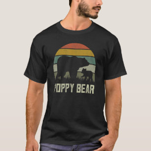 Mannen papaver Beer welp Kind vaders dag opa T-shirt