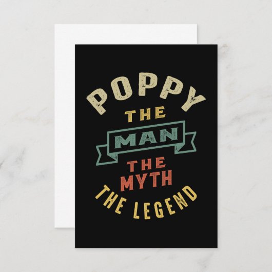 Mannen papaver het Man Myth Legend vader Gift RSVP Kaartje (Voorkant / Achterkant)