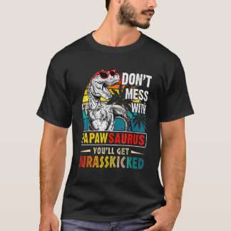 Mannen Papawsaurus Dinosaur Rex vaders Da T-shirt