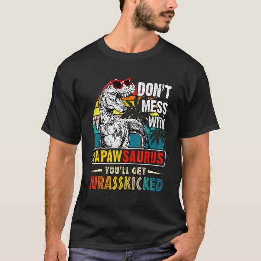 Mannen Papawsaurus Dinosaur Rex vaders Da T-shirt (Voorkant)