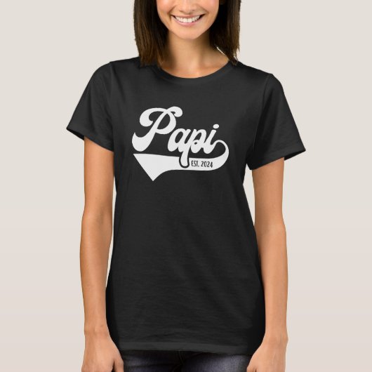 Mannen papi est 2024 binnenkort nieuwe papi grappi t-shirt (Voorkant)