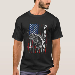 Mannen Pappap Vissen Amerikaanse Vlag Vintage T-shirt
