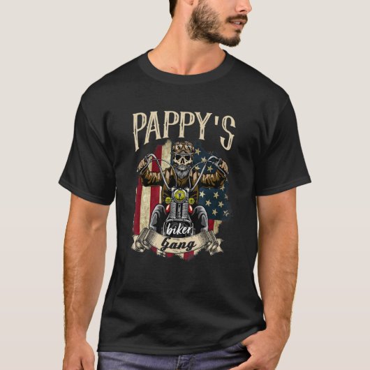 Mannen Pappy Biker Gang Flag Pappy Rides Bike T-shirt (Voorkant)