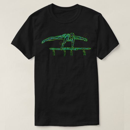 Mannen parallelle balken met gymnastiek t-shirt (Design voorkant)
