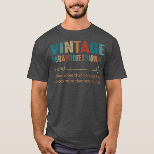 Mannen Paraprofessional Noun  Retrostijl T-shirt (Voorkant)