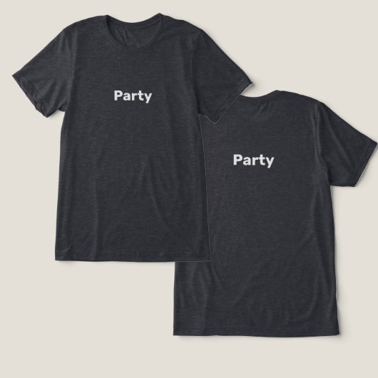 Mannen Party T-Shirt Black Heather (Ontwerp Voorkant & Achterkant)