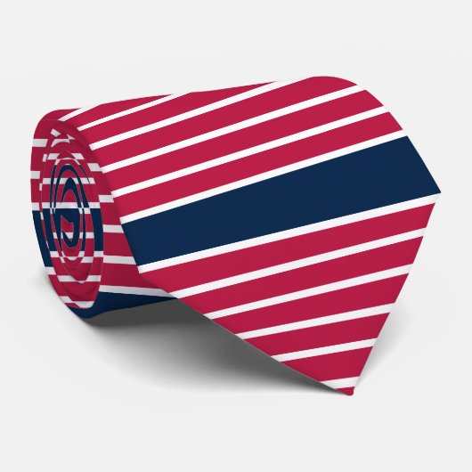 Mannen Patriotisch Rood Wit en Blauw Gestreept Str Stropdas (Opgerold)