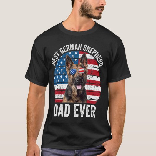 Mannen Patriottisch Duits Shepherd Dad American Fl T-shirt (Voorkant)