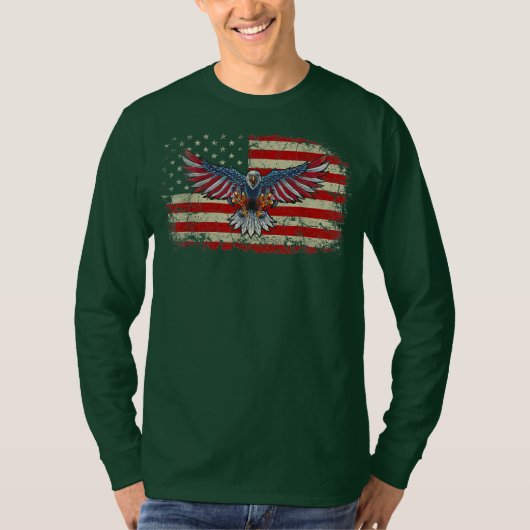 Mannen patriottische Eagle 4 juli VS Amerikaans T-shirt (Voorkant)