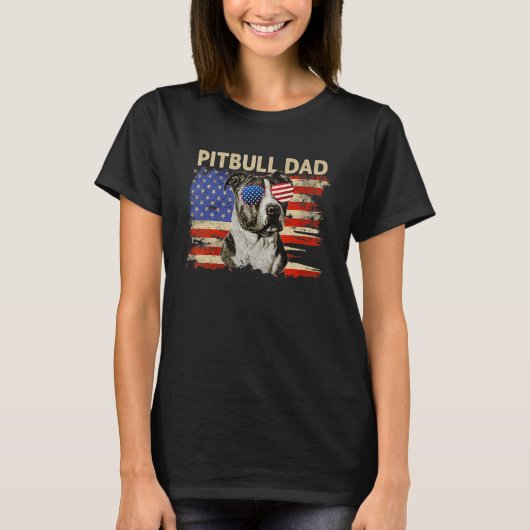 Mannen patriottische Pitbull Pap Dog 4 juli Americ T-shirt (Voorkant)
