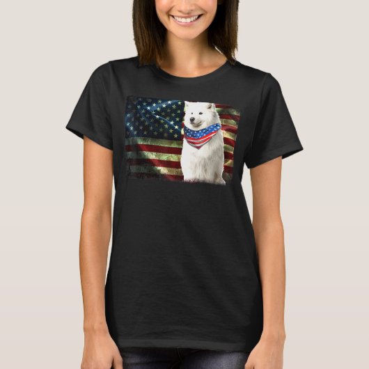Mannen patriottische Samoyed American Flag Dog Man T-shirt (Voorkant)