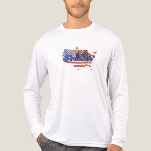 Mannen Patriottische Truckin' Lange Mouw Tri-Blend Shirt (Voorkant volledig)
