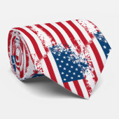 Mannen Patriottische Verenigde Staten Vlag Stropda Stropdas (Opgerold)