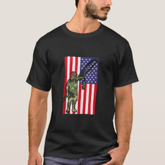 Mannen patriottische visser Vist Camouflage USA Am T-shirt