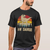 Mannen Pawsaurus T rex dinosaurus papa vaderdag po T-shirt (Voorkant)