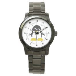 Mannen penguin oversized zwart armbandhorloge horloge