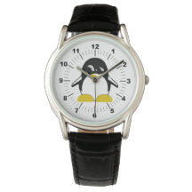 Mannen Penguin Zwart lederen horloge