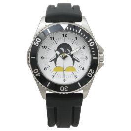 Mannen Penguin Zwart Rubber Strap Horloge