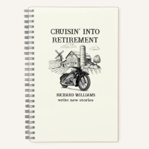 Mannen Pensioen Vintage Schuur Motorfiets Cruisen Notitieboek