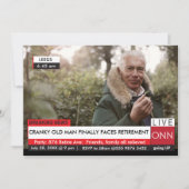 Mannen Pensioenpartij Funny Breaking TV News Fab Kaart (Voorkant)