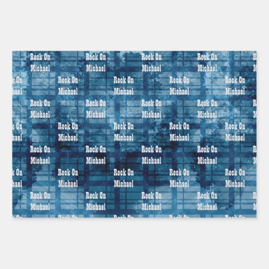 Mannen personaliseren Birthday Gezegden 3 Blauw Inpakpapier Vel (Voorkant 3)