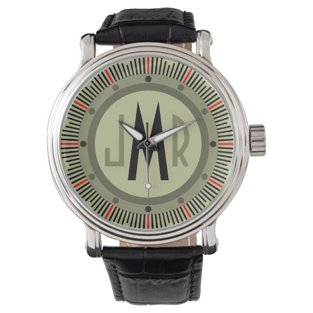Mannen persoonlijke monogram volgen horloge (Voorkant)