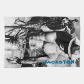 Mannen Persoonlijke naam Handgetekende Sexy Alpha Theedoek (Horizontaal)