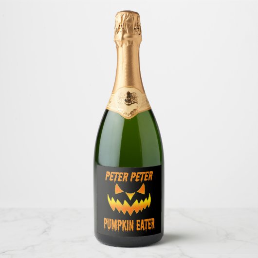 Mannen Peter Pumpkin Eater Halloween Koppels Sparkling Wijnetiket (Voorkant)